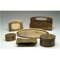 BRONZE AND SILVER DESK SET