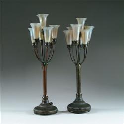PAIR OF TIFFANY 7-LITE LILIES