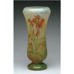 DAUM CAMEO AND ENAMELED VASE