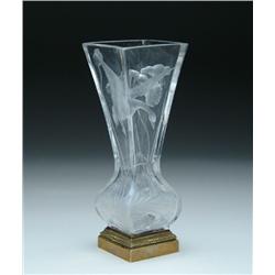 INTAGLIO CUT CRYSTAL VASE