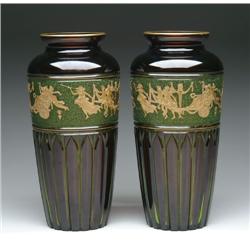 PAIR OF CAMEO CUT OVERLAY VASES