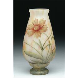 DAUM NANCY CAMEO AND ENAMEL VASE