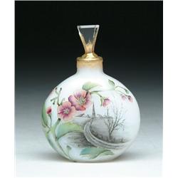 DAUM CAMEO AND ENAMEL SCENT BOTTLE