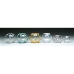 SIX CRYSTAL ROSE BOWLS