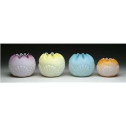 FOUR SATIN ROSE BOWLS