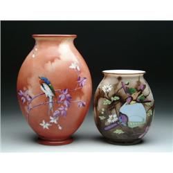 TWO VICTORIAN ART GLASS VASES