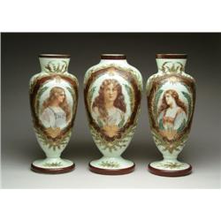THREE VICTORIAN BRISTOL VASES