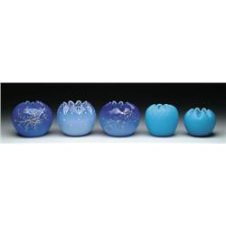 FIVE GLASS ROSE BOWLS