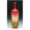 Image 1 : WHEELING PEACH BLOW MORGAN VASE WITH HOLDER