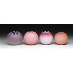 FOUR SATIN ROSE BOWLS