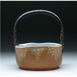 DECORATED CASED GLASS BASKET