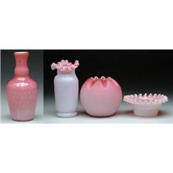 FOUR ART GLASS VASES