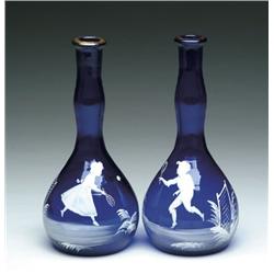 PAIR OF MARY GREGORY TYPE BARBERS BOTTLES