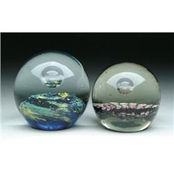 TWO GLASS PAPERWEIGHTS