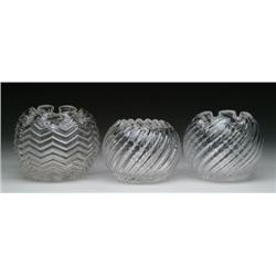 THREE CRYSTAL ROSE BOWLS