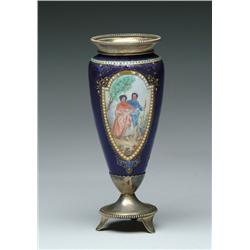 BLUE ENAMEL DECORATED VASE