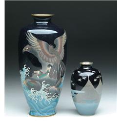 TWO JAPANESE CLOISONNE ENAMEL VASES