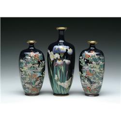 THREE SMALL JAPANESE CLOISONNE ENAMEL VASES