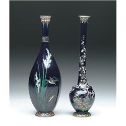TWO JAPANESE CLOISONNE ENAMEL BUD VASES