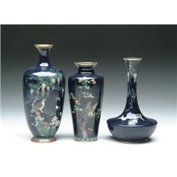 THREE JAPANESE CLOISONNE ENAMEL VASES