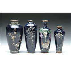 FOUR JAPANESE CLOISONNE ENAMEL VASES