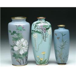 THREE JAPANESE CLOISONNE ENAMEL VASES