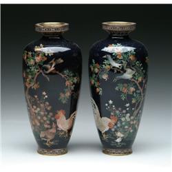 PAIR OF JAPANESE CLOISONNE ENAMEL VASES