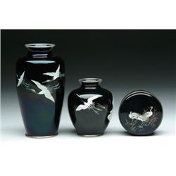 THREE JAPANESE CLOISONNE ENAMEL PIECES