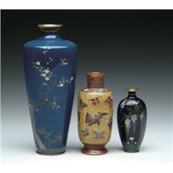 THREE JAPANESE CLOISONNE ENAMEL VASES