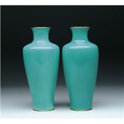 PAIR OF KOREAN ENAMELED VASES