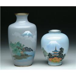 TWO JAPANESE CLOISONNE ENAMEL VASES