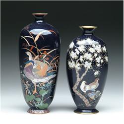 TWO JAPANESE CLOISONNE ENAMEL VASES
