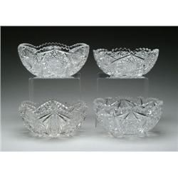 FOUR CUT GLASS BOWLS