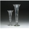 Image 1 : TWO CUT GLASS TRUMPET VASES