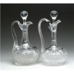 TWO CUT GLASS DECANTERS