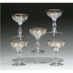FIVE CUT GLASS CHAMPAGNES