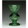 Image 1 : GREEN CUT TO CLEAR GLASS VASE