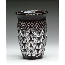 AMETHYST CUT TO CLEAR VASE