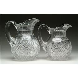 TWO CUT GLASS WATER PITCHERS