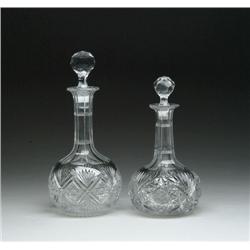 TWO CUT GLASS DECANTERS