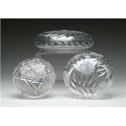 THREE CUT GLASS SHADES