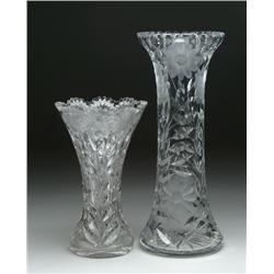 TWO CUT GLASS VASES