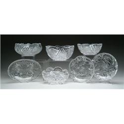 SEVEN CUT GLASS BOWLS