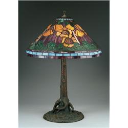 LEADED AND OVERLAID POPPY TABLE LAMP