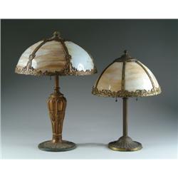 TWO BENT PANEL TABLE LAMPS