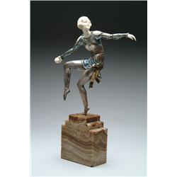 ART DECO BRONZE/IVORY DANCER