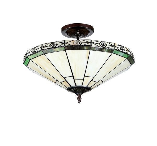 Tiffany Style Mission 2 Light Semi Flush Ceiling Fixture 16 Shade