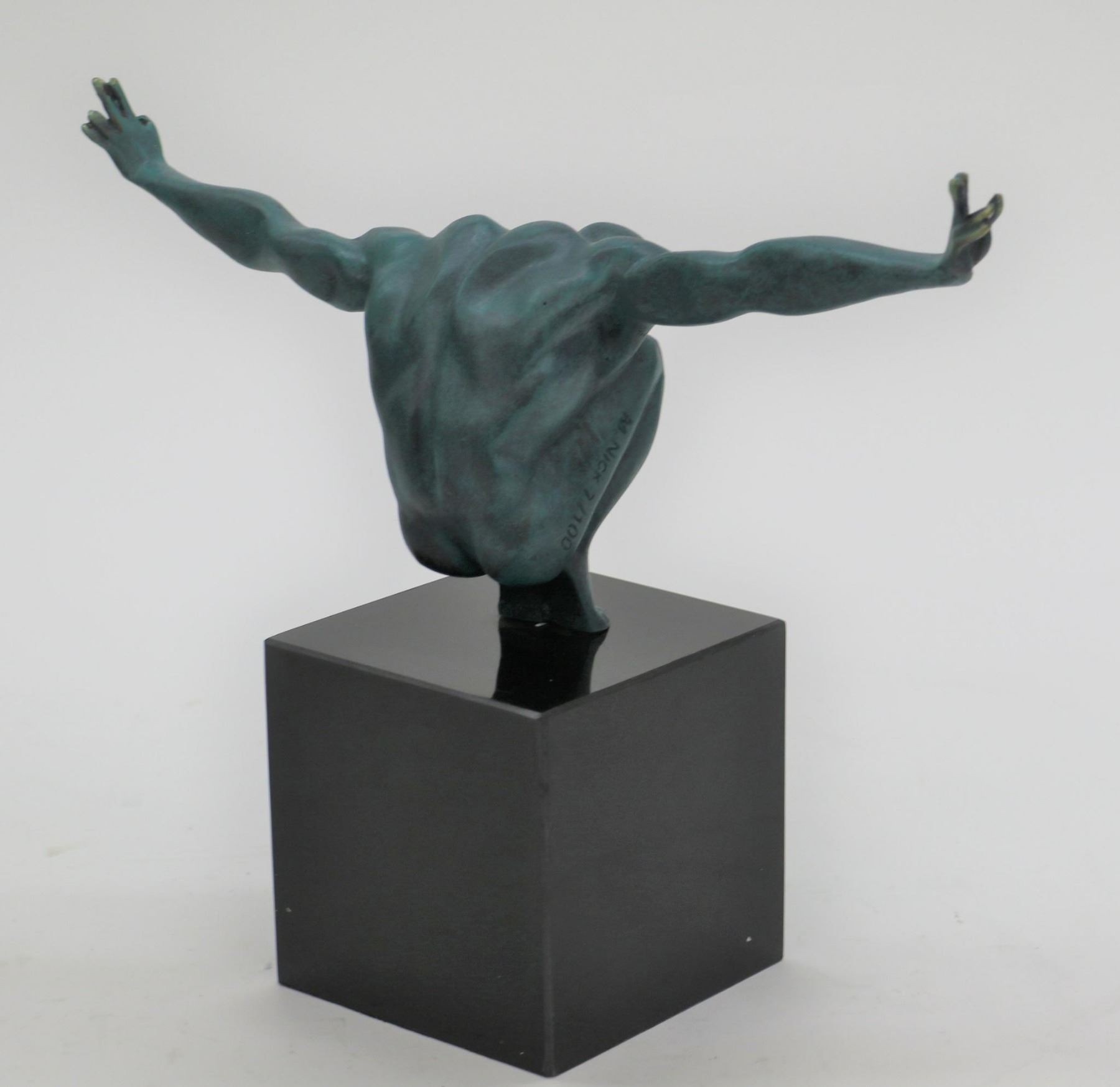 Olympic Man Arms Outstretched Athlete Swimmer Male Muscular Bronze