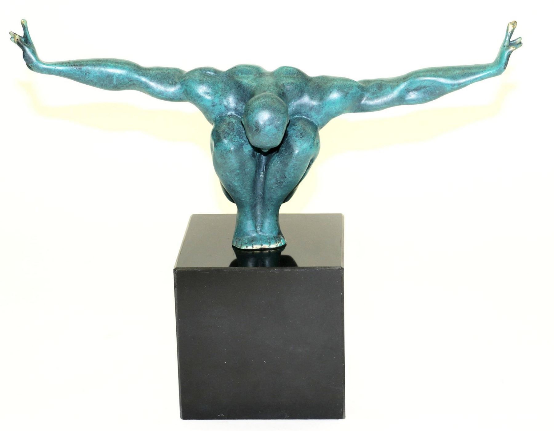 Olympic Man Arms Outstretched Athlete Swimmer Male Muscular Bronze