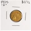 Image 1 : 1925-D $2 1/2 Indian Head Quarter Eagle Gold Coin